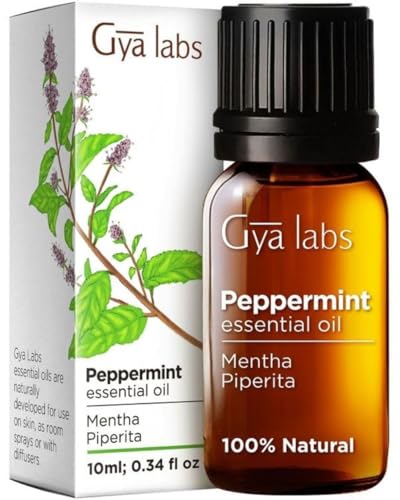 Gya Labs Peppermint Essential Oil - Refreshing Aroma, Natural Hair & Skin Benefits - 0.34 Fl Oz