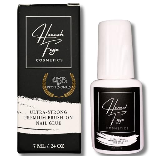 Hannah Faye Nail Glue - Long-Lasting Hold, Vegan & Cruelty-Free, Brush-On Applicator - 0.5oz
