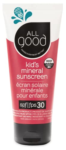 All Good Kids Sunscreen Lotion - SPF 30 UVA/UVB Protection, Zinc, Water Resistant - 3 oz