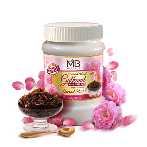 MB Herbals Gulkand - Premium Damask Rose Petals with Mishri, Vegan & Gluten-Free - 500g