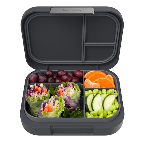 Bentgo Modern Food Storage Container - Leak-Resistant, BPA-Free, 3/4 Compartments - 44oz Dark Gray