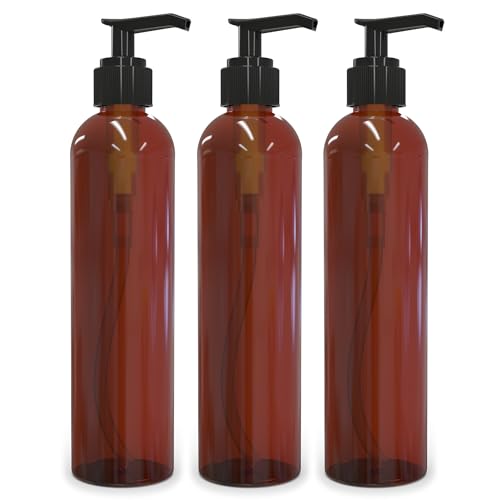 BRIGHTFROM 8oz Lotion Pump Bottles - Leak-Proof, BPA-Free, Refillable Plastic - 3 Pack