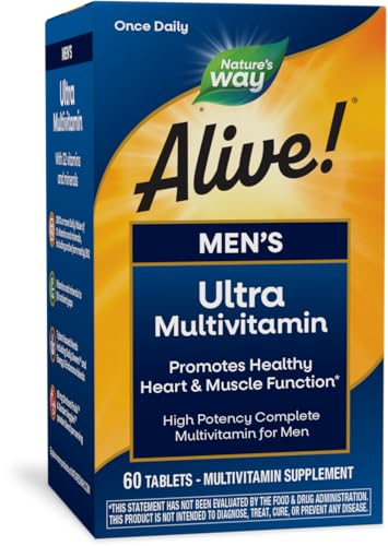 Nature's Way Alive! Men's Daily Ultra Multivitamin - Supports Heart & Muscle Health - 60 Tablets