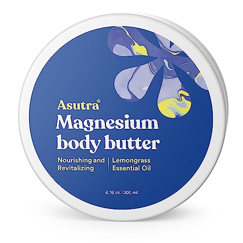 ASUTRA Magnesium Body Butter - Soothing Shea & Almond Oil, Rapid Absorption - 6.76 oz