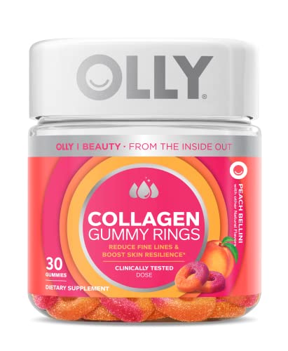 OLLY Collagen Gummy Rings - Boost Skin Elasticity & Reduce Wrinkles, Peach Flavor - 30 Count