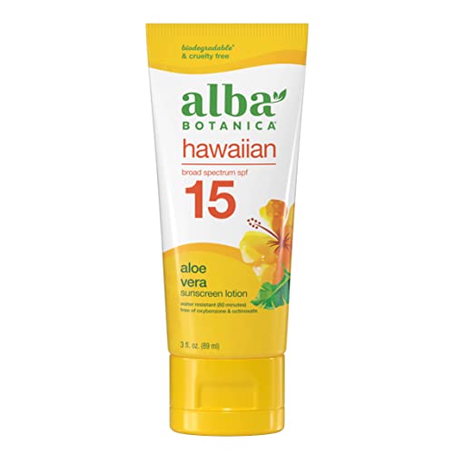 Alba Botanica Sunscreen Lotion - Broad Spectrum SPF 15, Water Resistant, Vegan - 3 fl oz