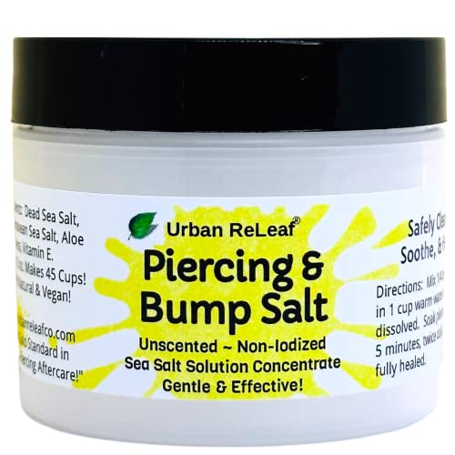 Urban ReLeaf Piercing & Bump Salt - Gentle Sea Salt Solution for Aftercare, 45 Cups - 3oz