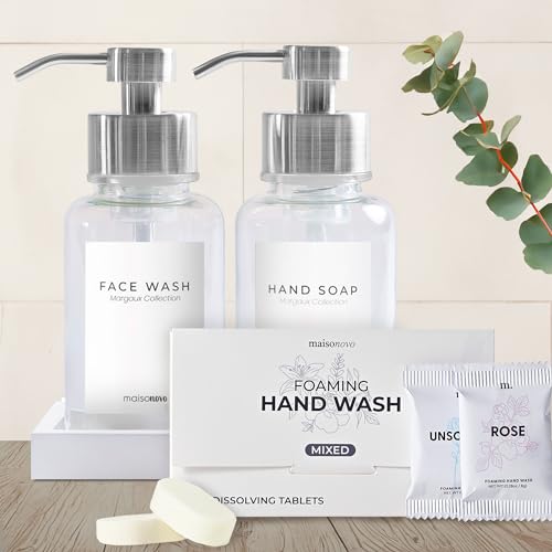 MaisoNovo Foaming Soap Dispenser - Natural Ingredients, Cruelty-Free, 14oz, Concrete Tray