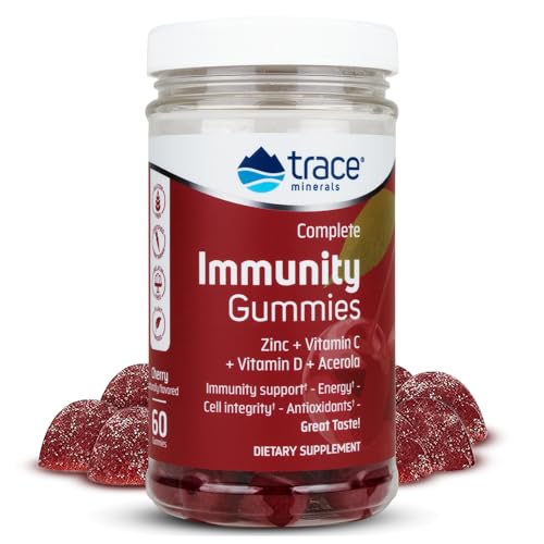 Trace Minerals Immune Defense Gummies - Supports Immunity with Zinc, Vitamin C & D - Cherry, 60ct