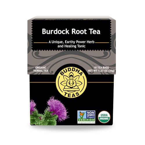 Buddha Teas Burdock Root Herbal Tea - Detoxifying, Antioxidants & Vitamins - Caffeine Free, 18 Bags