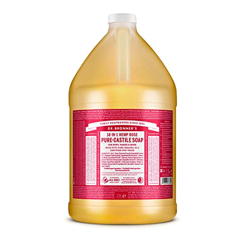 Dr. Bronner's Rose Liquid Soap - Gentle Cleanse, Organic Ingredients - 128oz