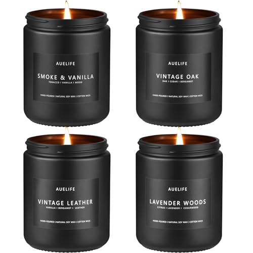 Men's Scented Candle Set - Masculine Aromas for Relaxation & Home Décor - 4 Pack, Soy Candles