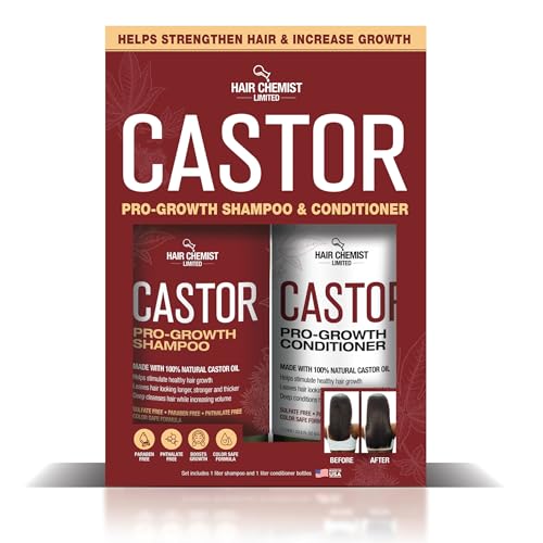 Hair Chemist Castor Pro-Growth Hair Care Set - Nourishing Shampoo & Conditioner, 33.8oz Each