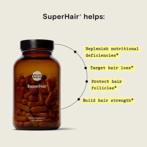 Moon Juice SuperHair Hair Growth Supplement - Thicker, Stronger Hair, Vegan, 120 Capsules