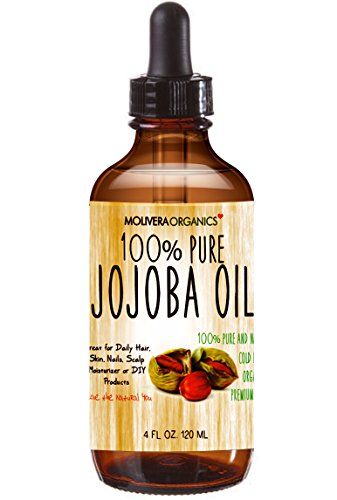 Molivera Organics Jojoba Oil - 100% Pure, Cold Pressed, Therapeutic - 4 Fl Oz for Skin & Hair