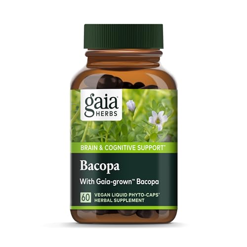 Gaia Herbs Bacopa - Supports Memory & Focus, Organic Brain Supplement - 60 Vegan Capsules