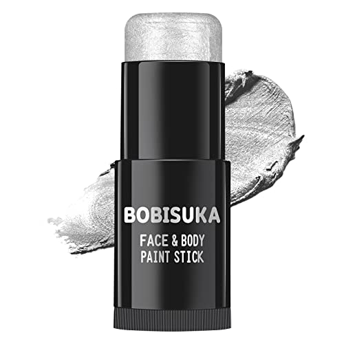 BOBISUKA Body Paint Stick - Waterproof Metallic Silver, High-Pigment, Non-Toxic, 0.35oz