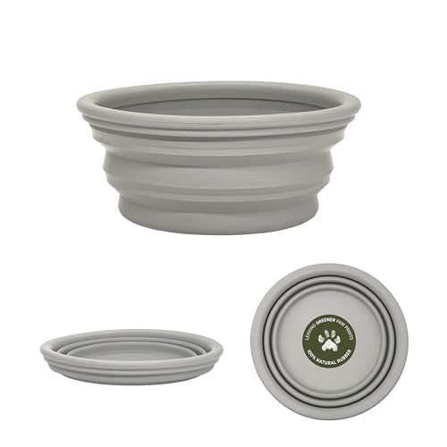 Hevea Collapsible Dog Bowl - Portable Natural Rubber, Safe for Pets - Cloudy Grey