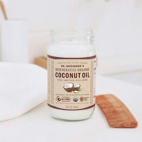 Dr. Bronner's Organic Virgin Coconut Oil - Versatile for Cooking & Body Care, Fair Trade, 14oz