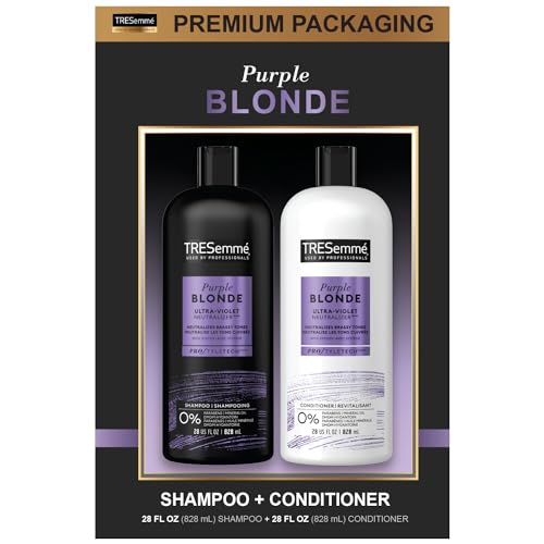 TRESemme Purple Shampoo & Conditioner Set - Brightens Blonde, Paraben-Free, Floral Scent - 28 Fl Oz