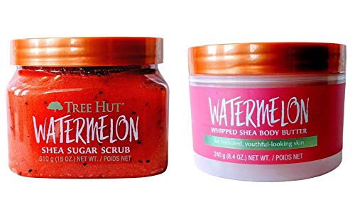 Tree Hut Body Care Set - Moisturizing Watermelon Scrub & Whipped Shea Butter for Youthful Skin