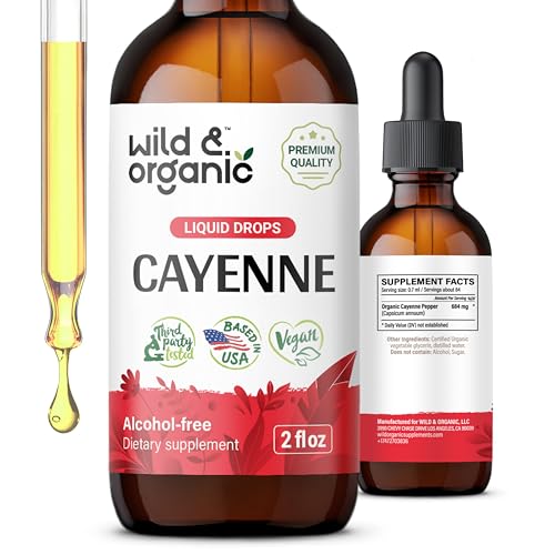 Wild & Organic Cayenne Pepper Tincture - Supports Digestion, Vegan & Alcohol-Free - 2 fl oz