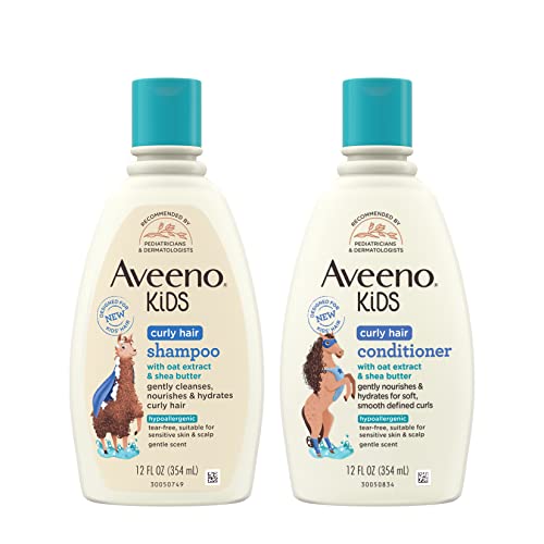 AVEENO BABY Kids Curly Hair Shampoo & Conditioner Set - Hydrating Oat Extract & Shea Butter - 12oz