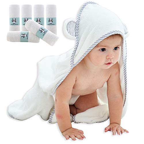 HIPHOP PANDA Hooded Baby Towel Set - Ultra Soft, Hypoallergenic for Sensitive Skin - 2 Layers