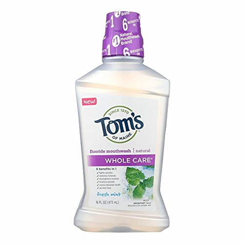 Tom's of Maine Mouthwash - Fresh Breath with Zinc, B Corp Certified - 16oz Fresh Mint