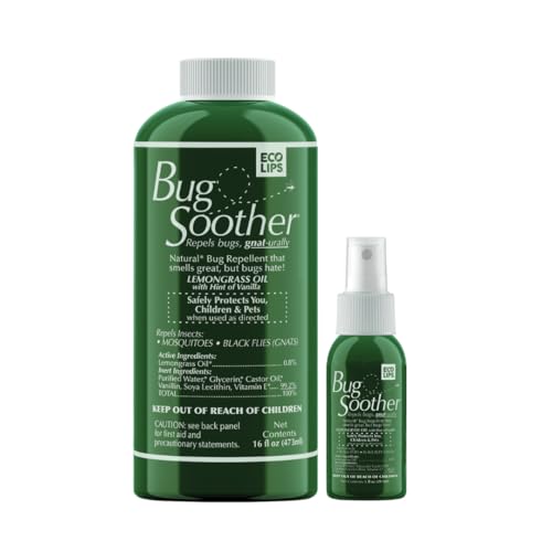 Bug Soother Natural Bug Repellent - DEET-Free, Safe for Kids & Pets, 16oz + Free Travel Size