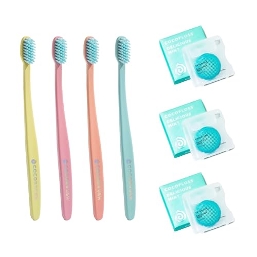 Cocofloss Dental Care Kit - Deep Cleansing Floss & Ultra-Soft Toothbrush for Kids - 3 Spools