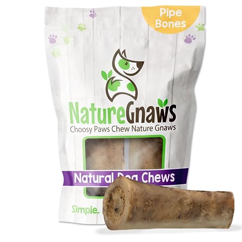 Nature Gnaws Dog Dental Stick - Natural Beef Chews for Clean Teeth, 2 Count - 5-6" Marrow Bones