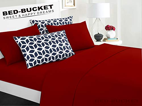 Bed-Bucket Natural Cotton Bed Sheet Set - Luxuriously Soft, Hypoallergenic - King/Cal-King 4pc