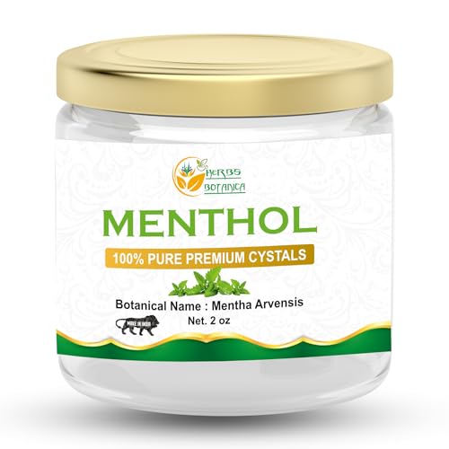 Herbs Botanica Menthol Crystals - Natural Congestion Relief, Food Grade for Cosmetics - 2 oz