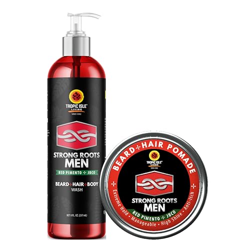 Tropic Isle Living Men's Grooming Set - 3-IN-1 Wash & Pomade with Jamaican Black Castor Oil - 12oz