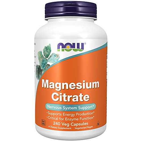 Now Supplements Magnesium Citrate - Energy & Enzyme Support, Vegan, Non-GMO - 240 Veg Capsules