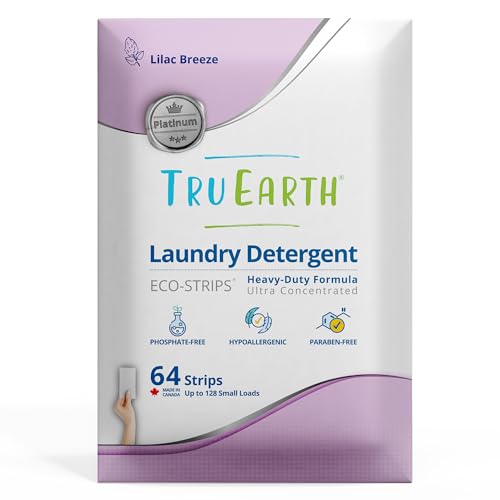 Tru Earth Platinum Laundry Detergent Sheets - Heavy Duty Cleaning, Lilac Breeze - 64 Sheets