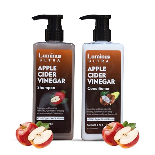 Luminus ULTRA Apple Cider Vinegar Shampoo & Conditioner Set - Hair Growth & Repair - 16.9oz x2