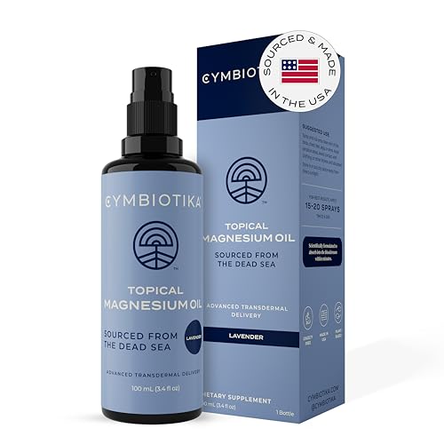 CYMBIOTIKA Topical Magnesium Oil Spray - Muscle & Joint Support, Lavender & Aloe Vera - 4oz