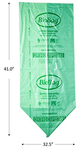 BioBag Compostable Lawn & Leaf Bags - 33 Gallon Capacity, Certified Compostable - 10 Count