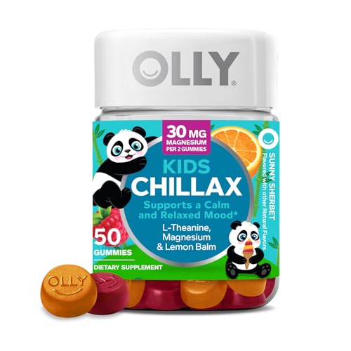 OLLY Kids Chillax Gummies - Supports Calm Minds, L-Theanine & Magnesium, Sherbet Flavor - 50 Count