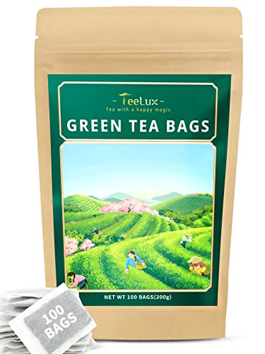 TeeLux Green Tea Bags - Antioxidant-Rich, Smooth Flavor, Caffeinated - 100 Count, Compostable