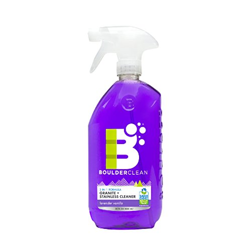 Boulder Clean Granite & Stainless Steel Cleaner - Streak-Free, Plant-Based, Lavender Vanilla - 28oz