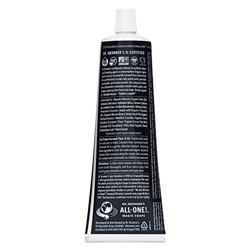 Dr. Bronner’s All-One Toothpaste - 70% Organic, Fluoride-Free, Whitens & Freshens Breath - 5oz