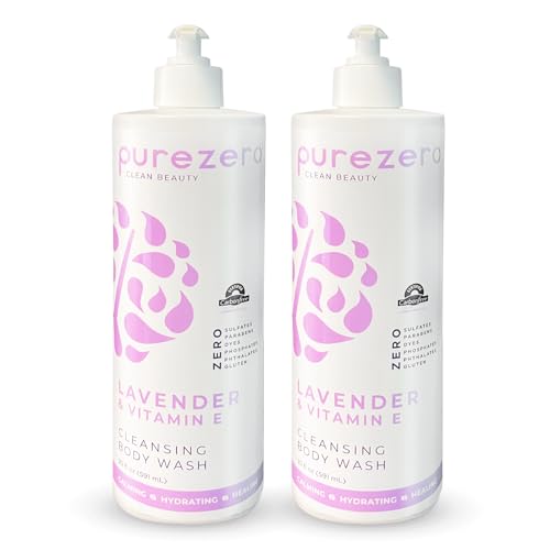 Purezero Lavender & Vitamin E Body Wash - Calms Skin, Hydrates, Vegan & Cruelty-Free - 20oz, 2 Pack