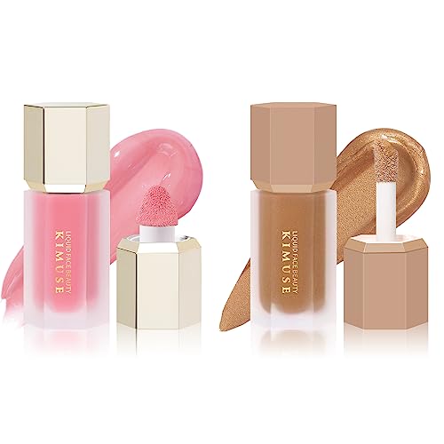 KIMUSE Soft Cream Blush & Liquid Contour Stick - Long-Wearing, Vegan, Natural Dewy Finish - 0.35oz