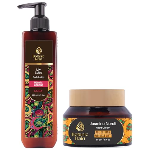Botanic Rain Body Care Set - Hydrating Lotion & Night Cream, Vegan, Paraben-Free - 2 x 8oz