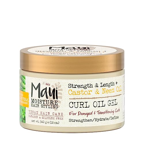 Maui Moisture Curl Oil Gel - Strengthens & Hydrates, Infused with Castor & Neem Oil - 12oz