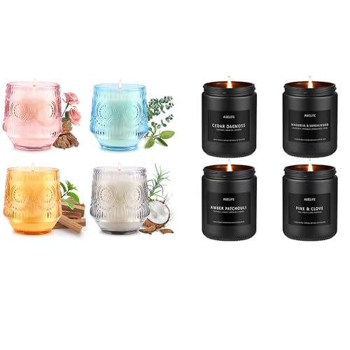 Auelife Luxury Scented Candle Set - Elegant Fragrance, Relaxing Ambiance - Black Jar, Giftable