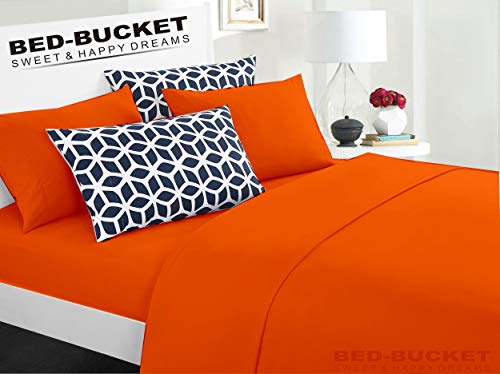 Bed-Bucket Natural Cotton Bed Sheet Set - Hypoallergenic, Fade Resistant, 4pc Queen 60"x84"